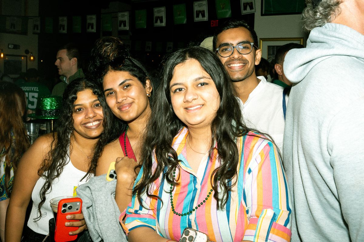 Group of friends celebrating St. Patrick's Day at The Leinster Miami